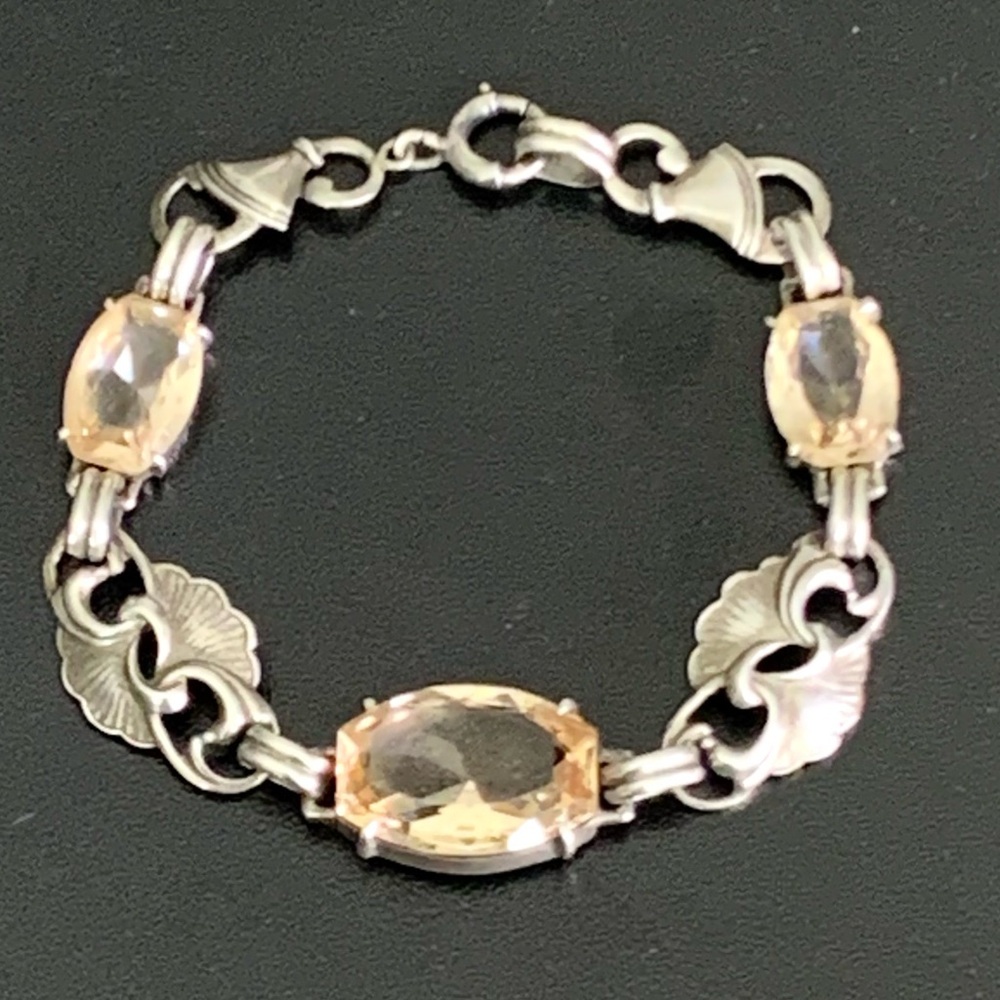Beautiful Vintage 925 Sterling Silver Citrine Bracelet